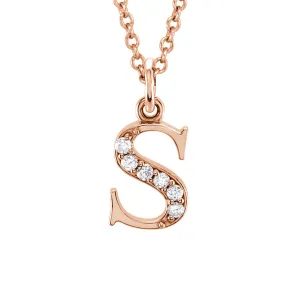 The Abbey 14k Rose Gold Diamond Lower Case Initial 's' Necklace 16 In