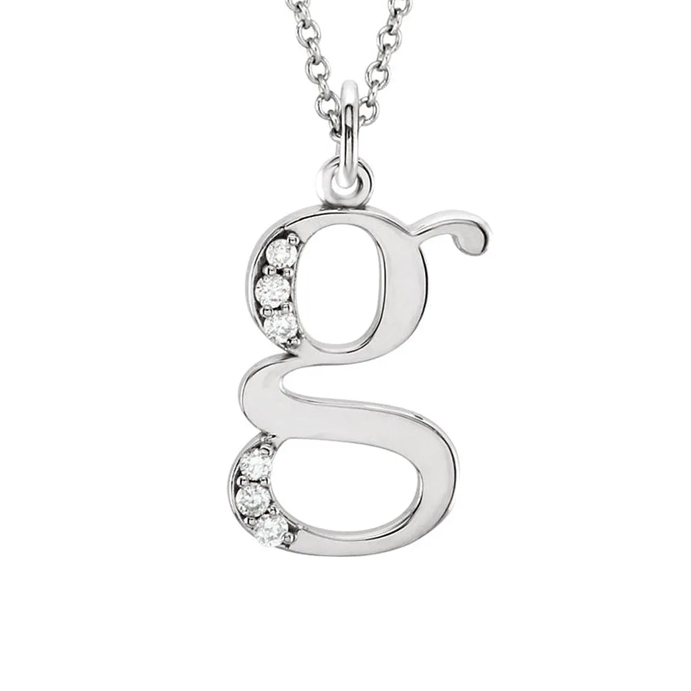 The Abbey 14k White Gold Diamond Lower Case Initial 'g' Necklace 16 In