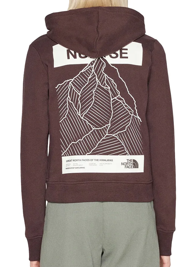 The North Face Womens Nuptse Face Hoodie Coal Brown