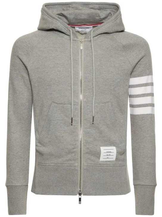 Thom Browne   Zip-up stripes cotton sweatshirt hoodie 