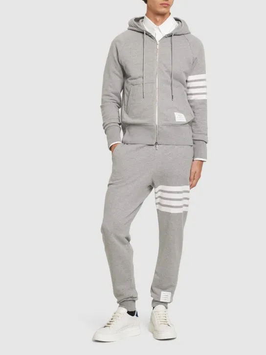 Thom Browne   Zip-up stripes cotton sweatshirt hoodie 