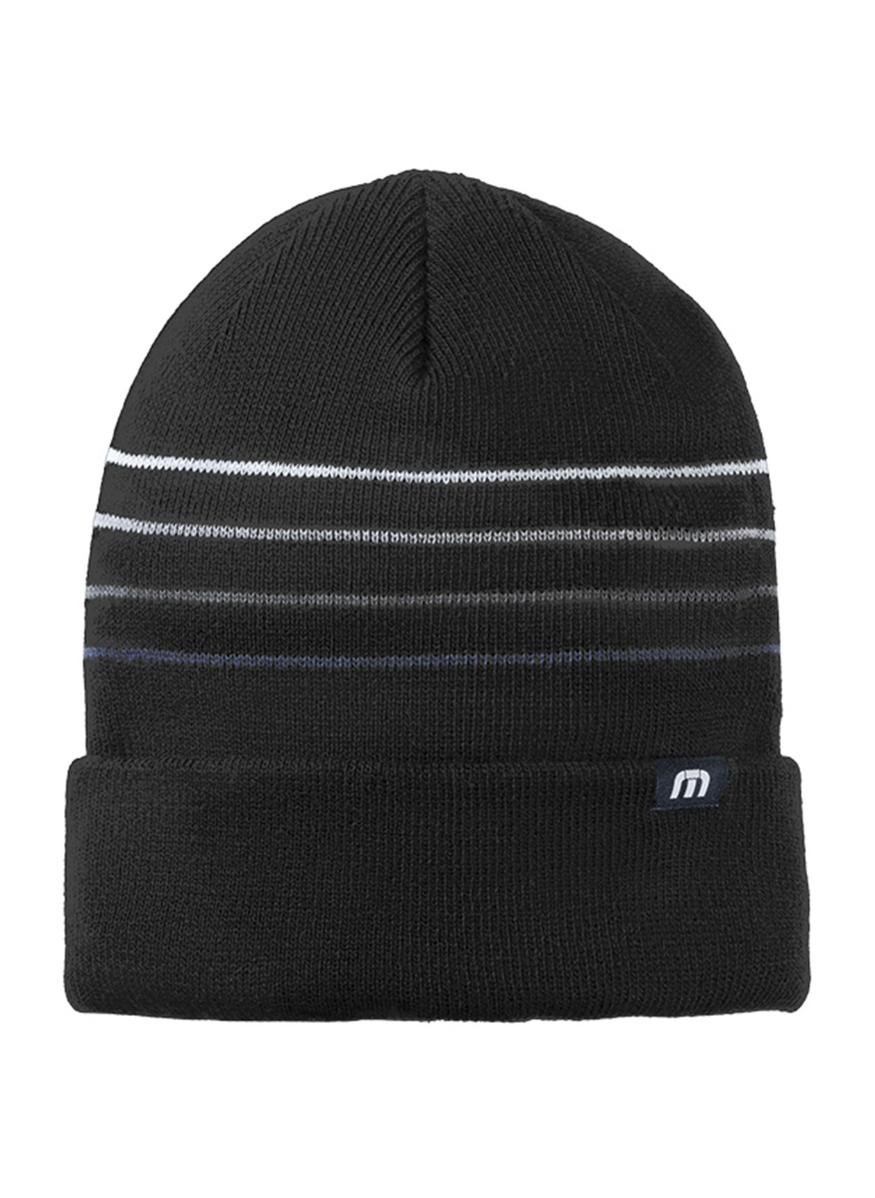 TravisMathew Striped Cuffed Beanie  Black