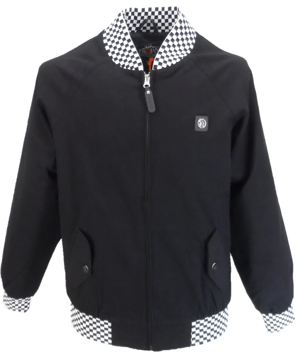 Trojan Mens Black Checkerboard Classic Harrington Monkey Jacket