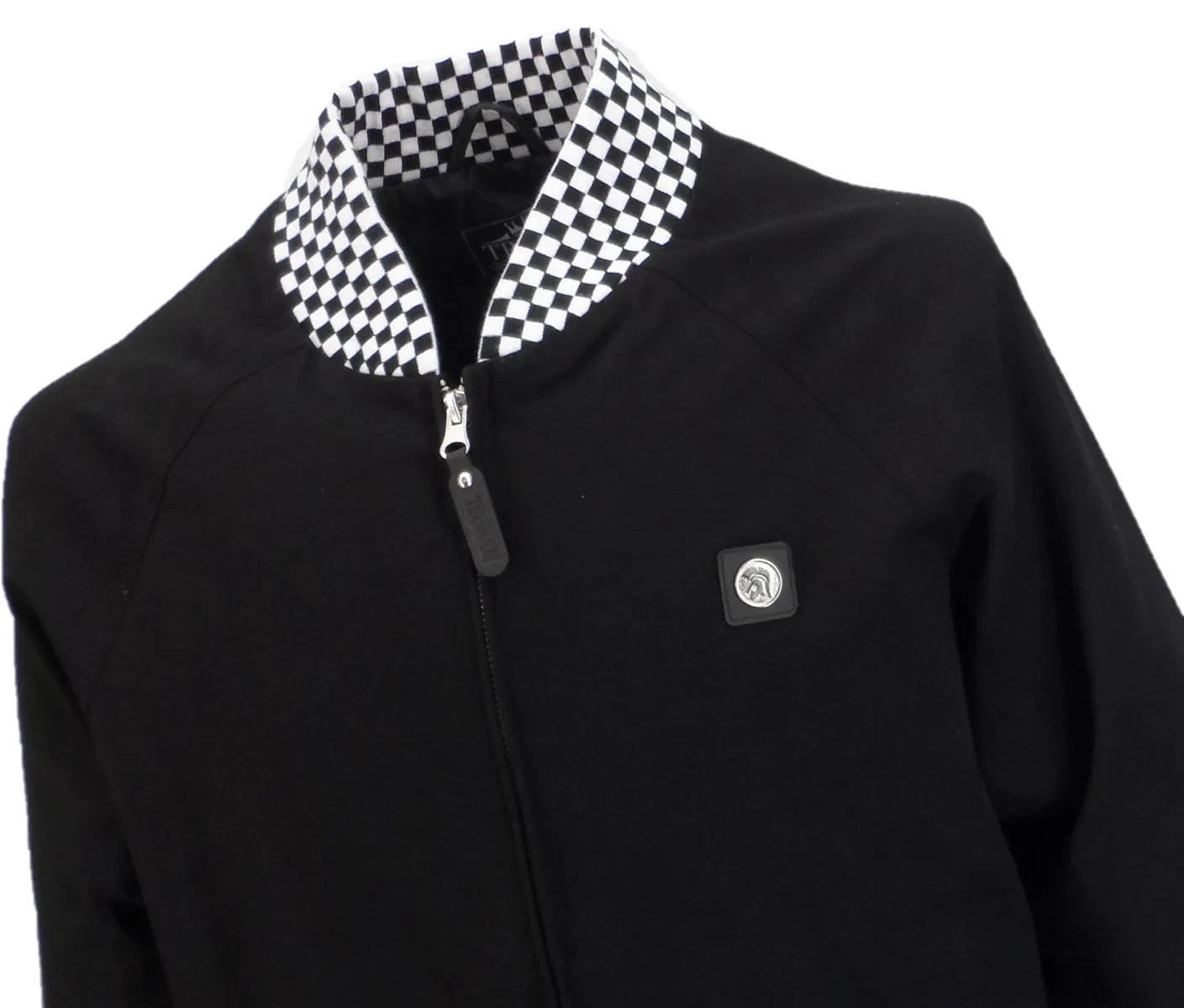 Trojan Mens Black Checkerboard Classic Harrington Monkey Jacket