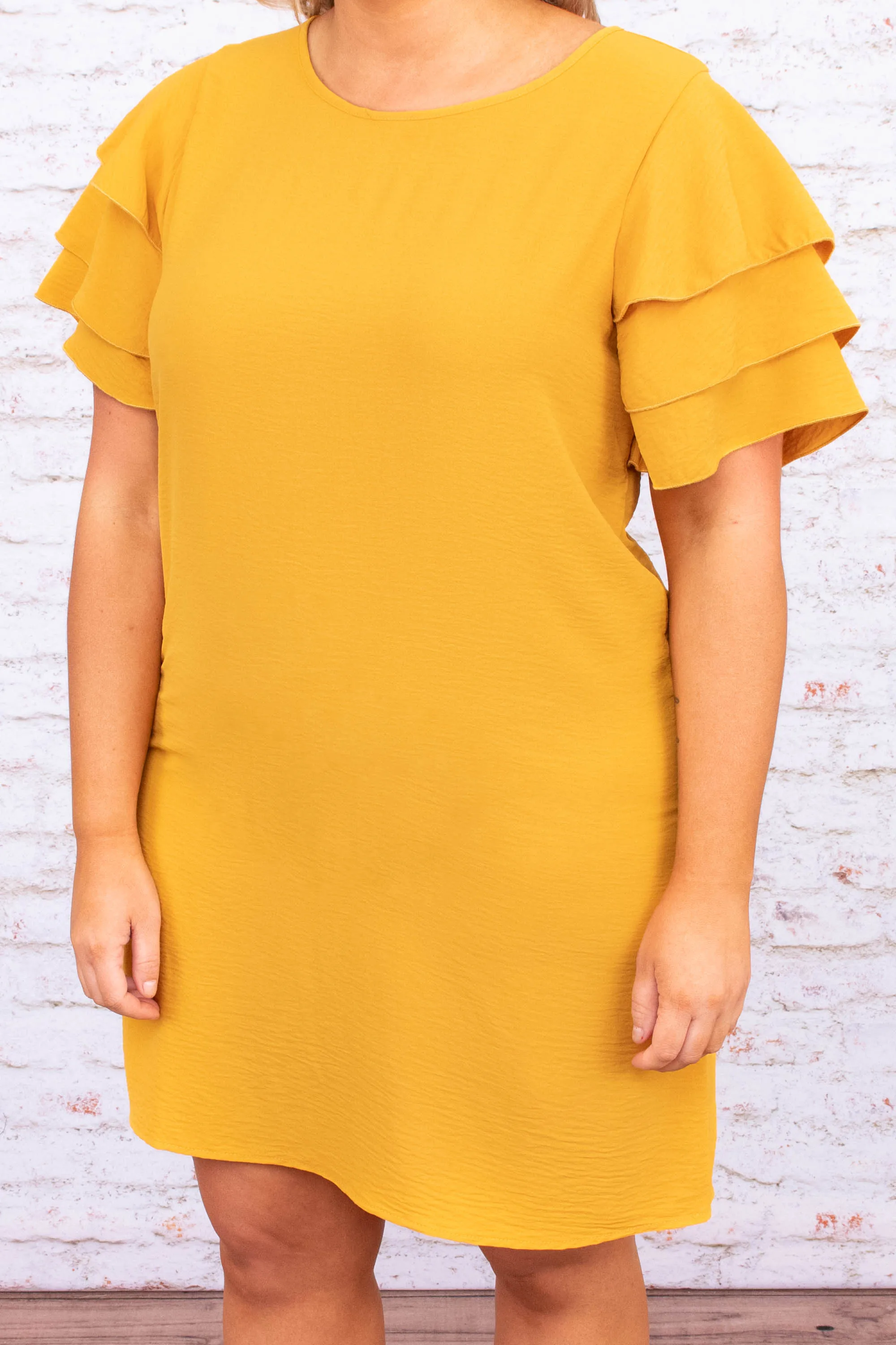 Up In The Clouds Dress, Mustard