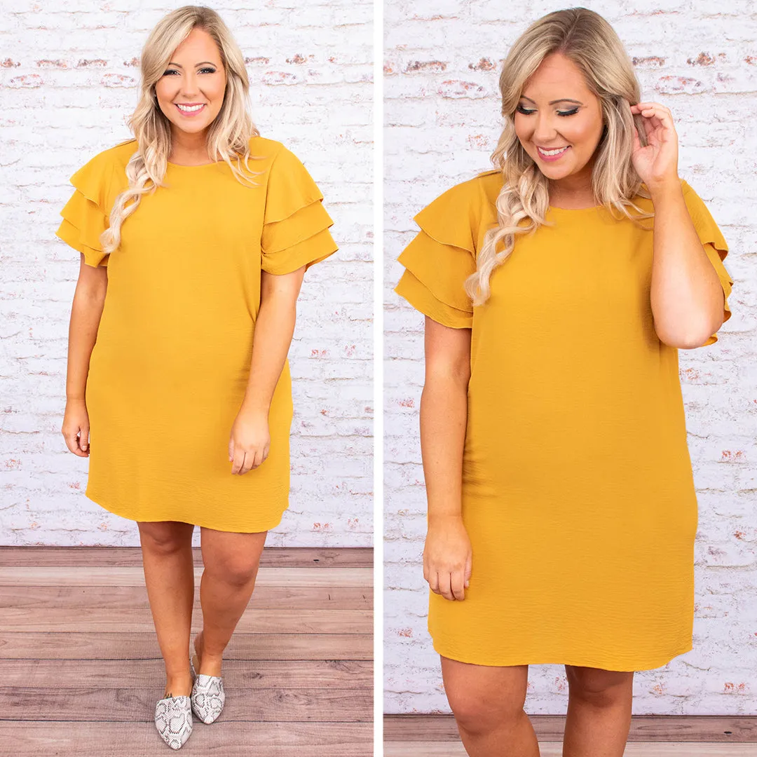 Up In The Clouds Dress, Mustard