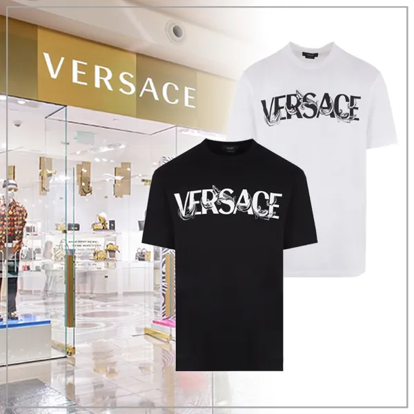 VERSACE  |Plain Short Sleeves Logo Luxury T-Shirts