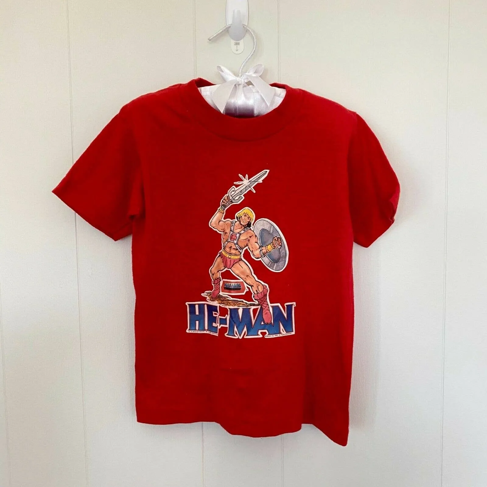 Vintage He-man Kids Short Sleeve Red T-Shirt 1983 4T 5T USA