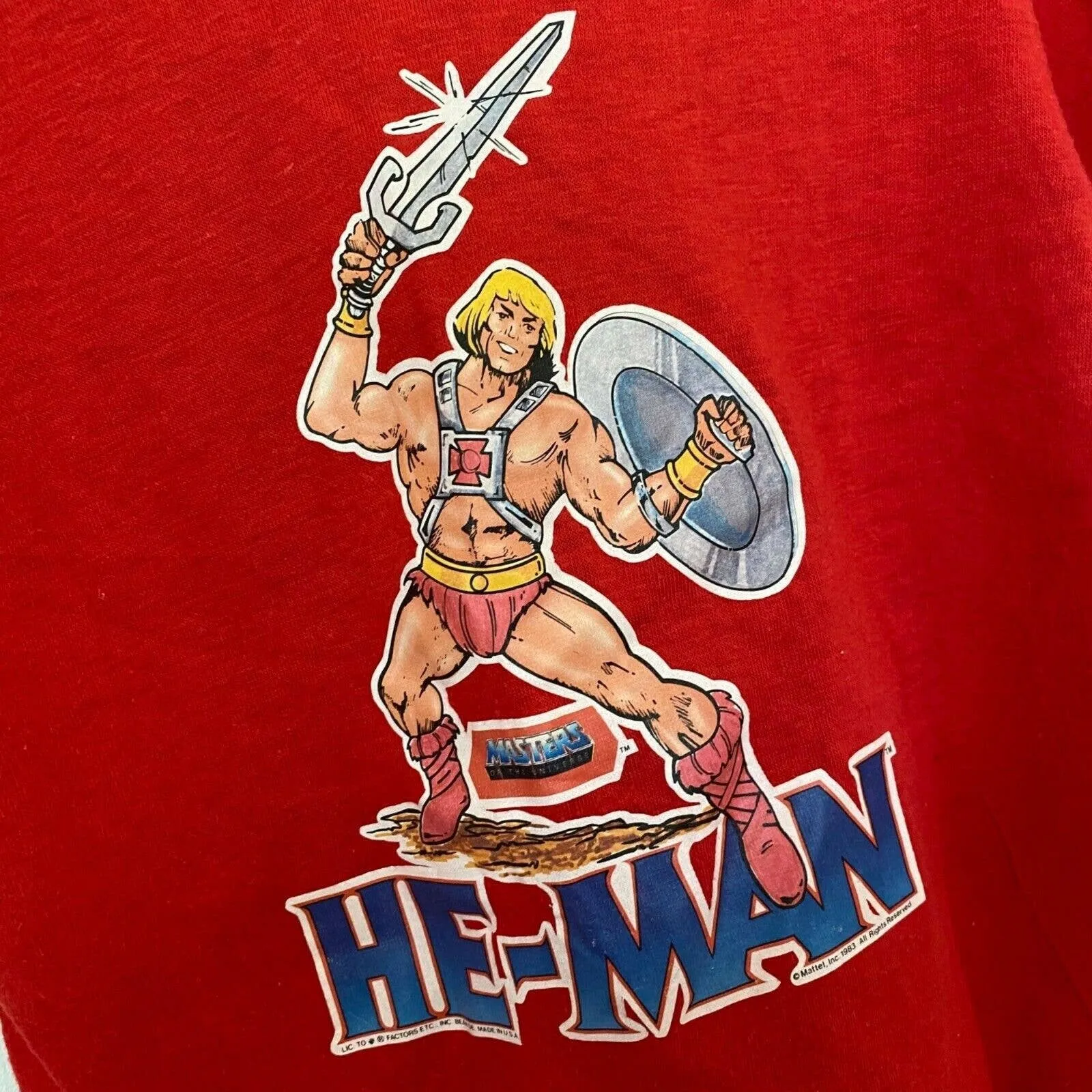 Vintage He-man Kids Short Sleeve Red T-Shirt 1983 4T 5T USA