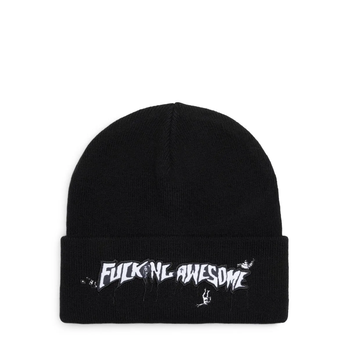 VIRGIN STAMP CUFF BEANIE Black