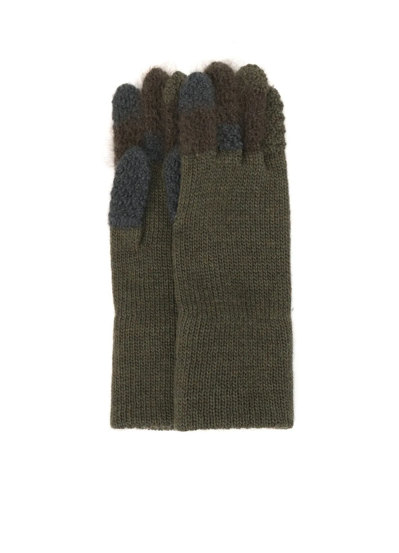 W SLUB×MOHAIR PATCHED SHORT GLOVES