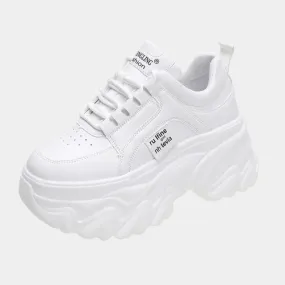 White Leather Platform Sneakers Womens