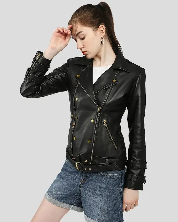 Willow Black Biker Leather Jacket