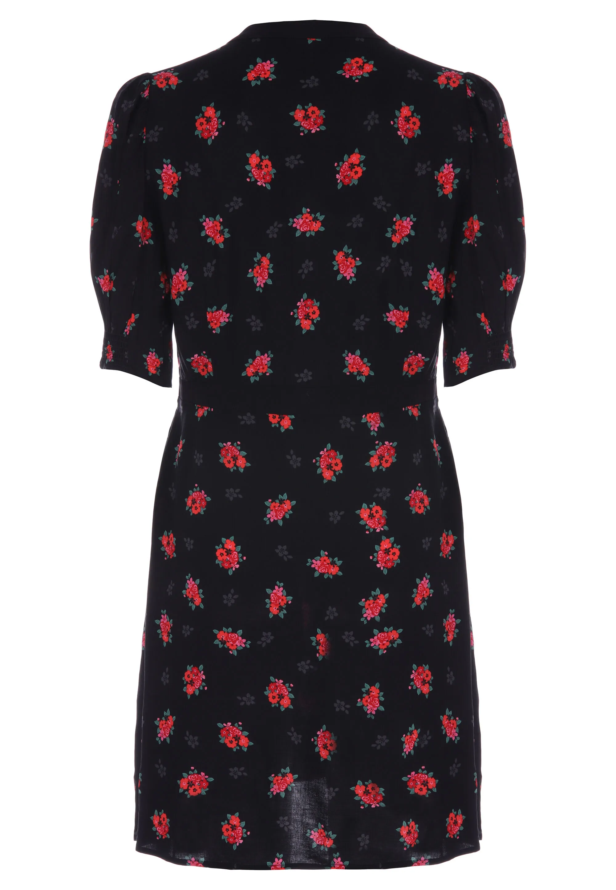 Womens Black Floral Contrast Dress