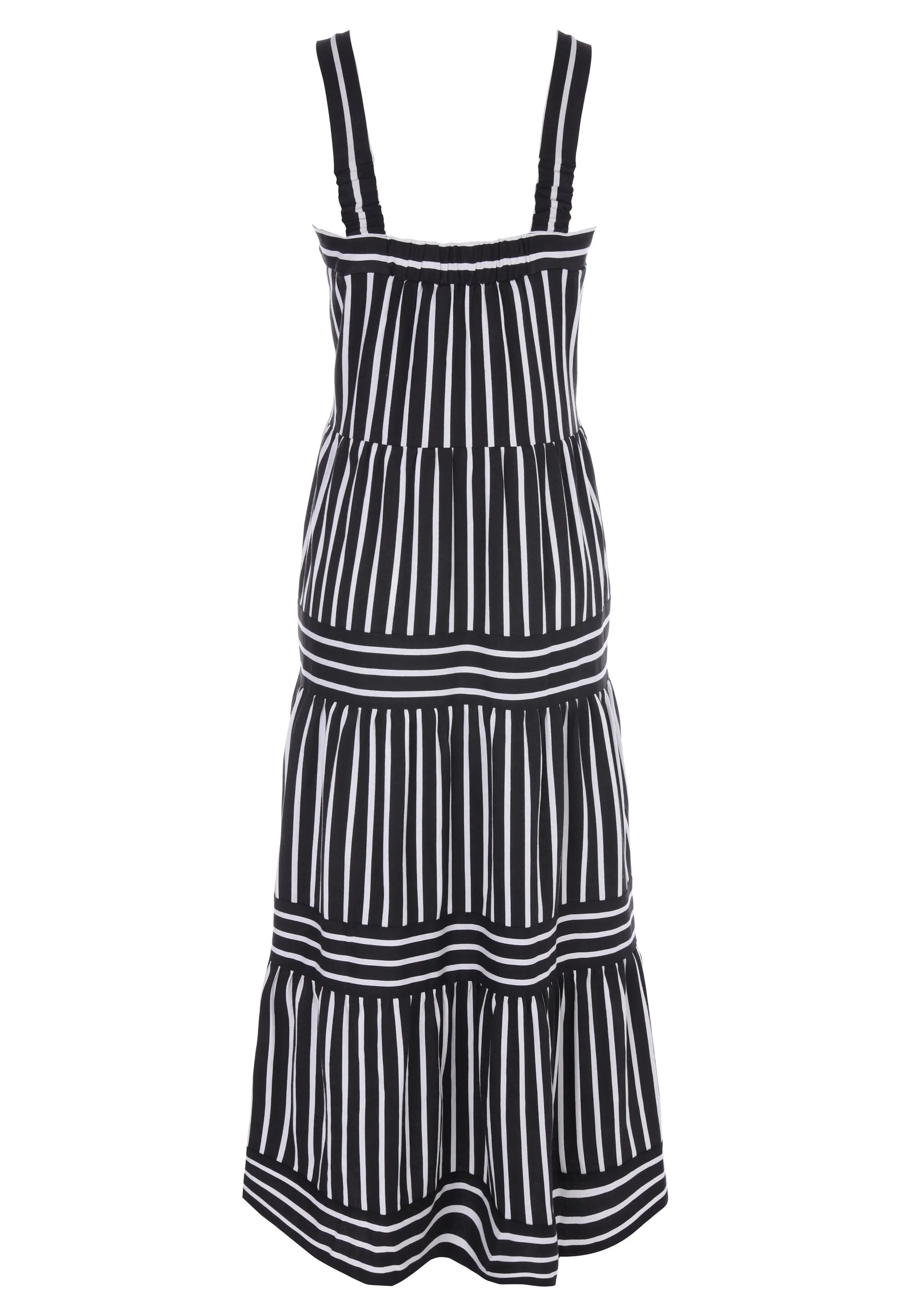 Womens Black Stripe Tiered Maxi Dress