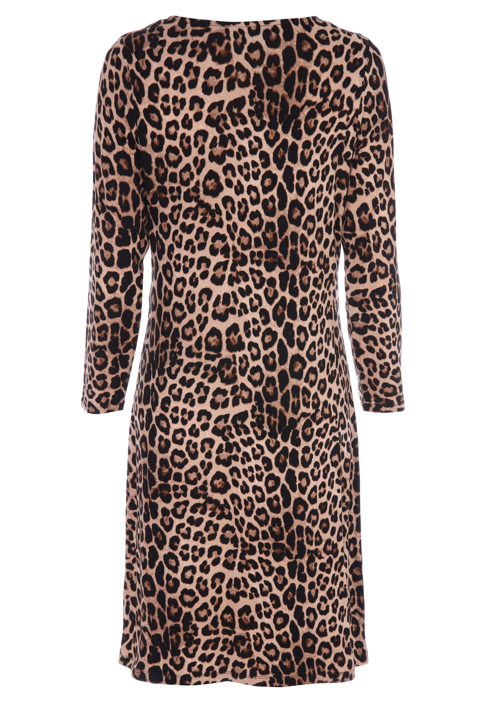 Womens Brown Leopard Print Front Knot Dress