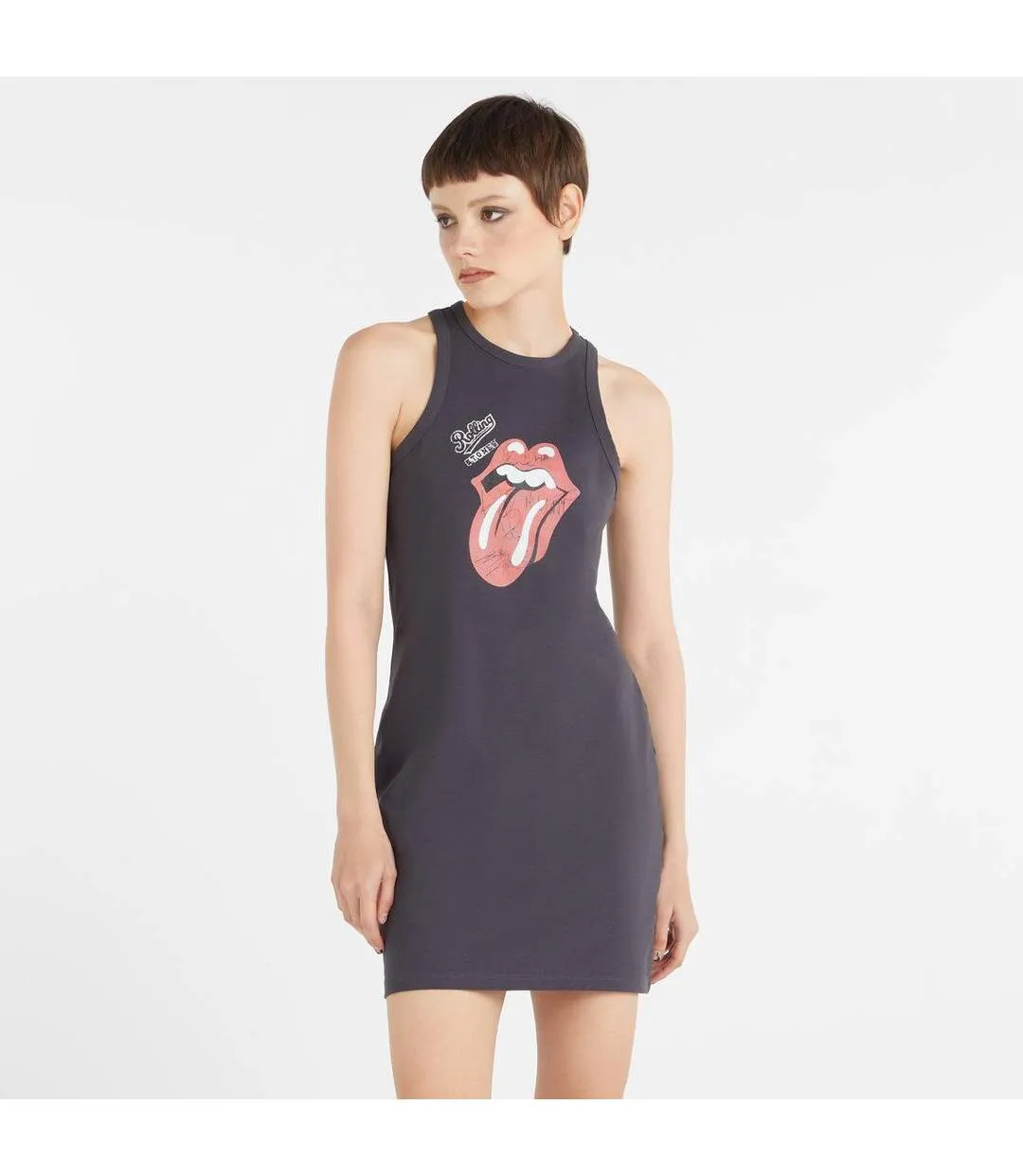 Womens/ladies autographs the rolling stones slim sleeveless dress charcoal Amplified