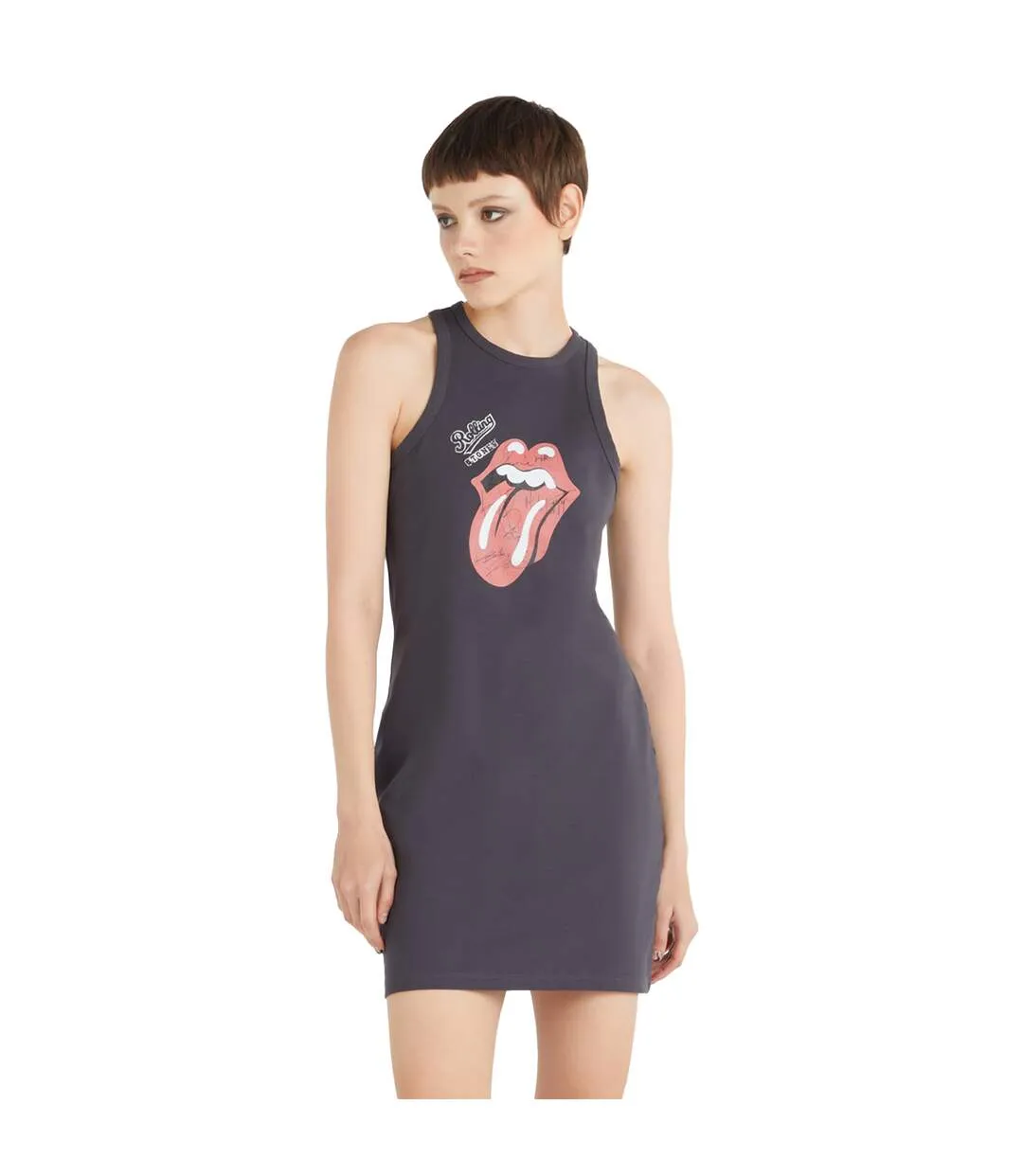 Womens/ladies autographs the rolling stones slim sleeveless dress charcoal Amplified