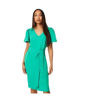 Womens/ladies belt flute midi dress green Principles