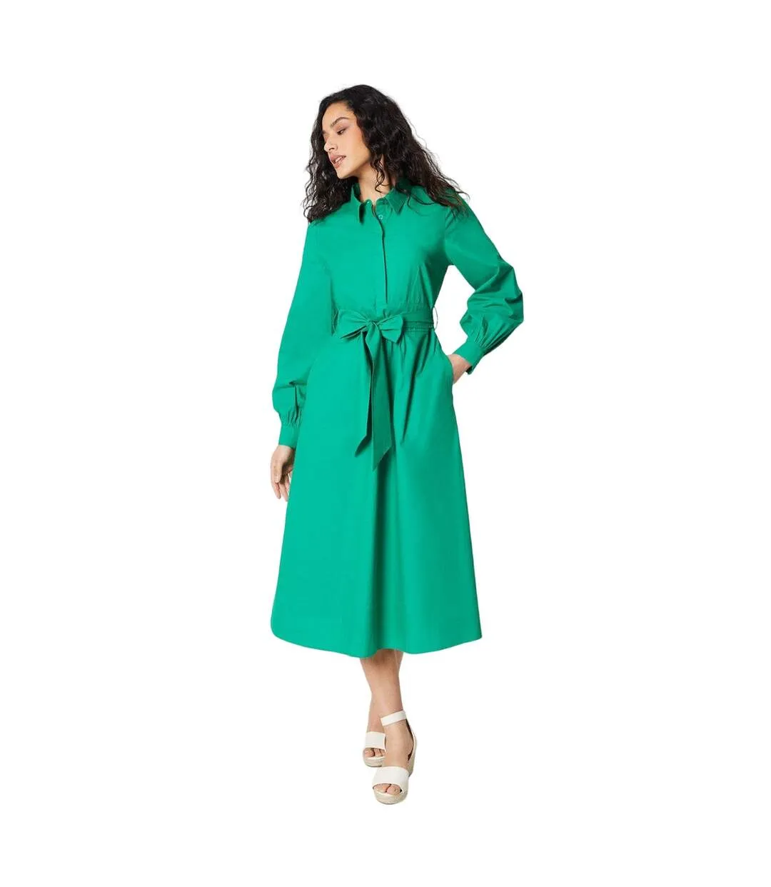 Womens/ladies belted shirt dress green Principles