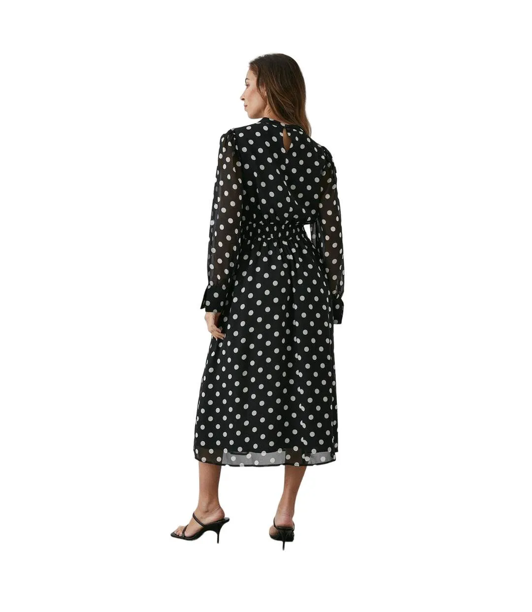 Womens/ladies spotted keyhole dress black Principles