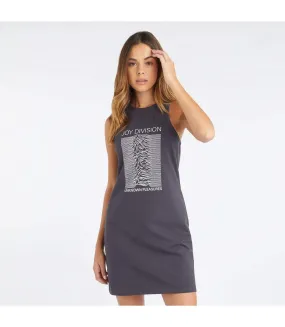 Womens/ladies unknown pleasures joy division slim sleeveless dress charcoal Amplified