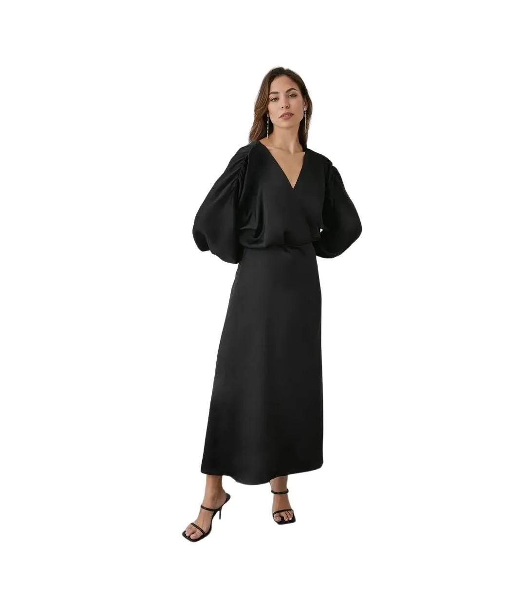 Womens/ladies wrap batwing sleeve midi dress black Principles