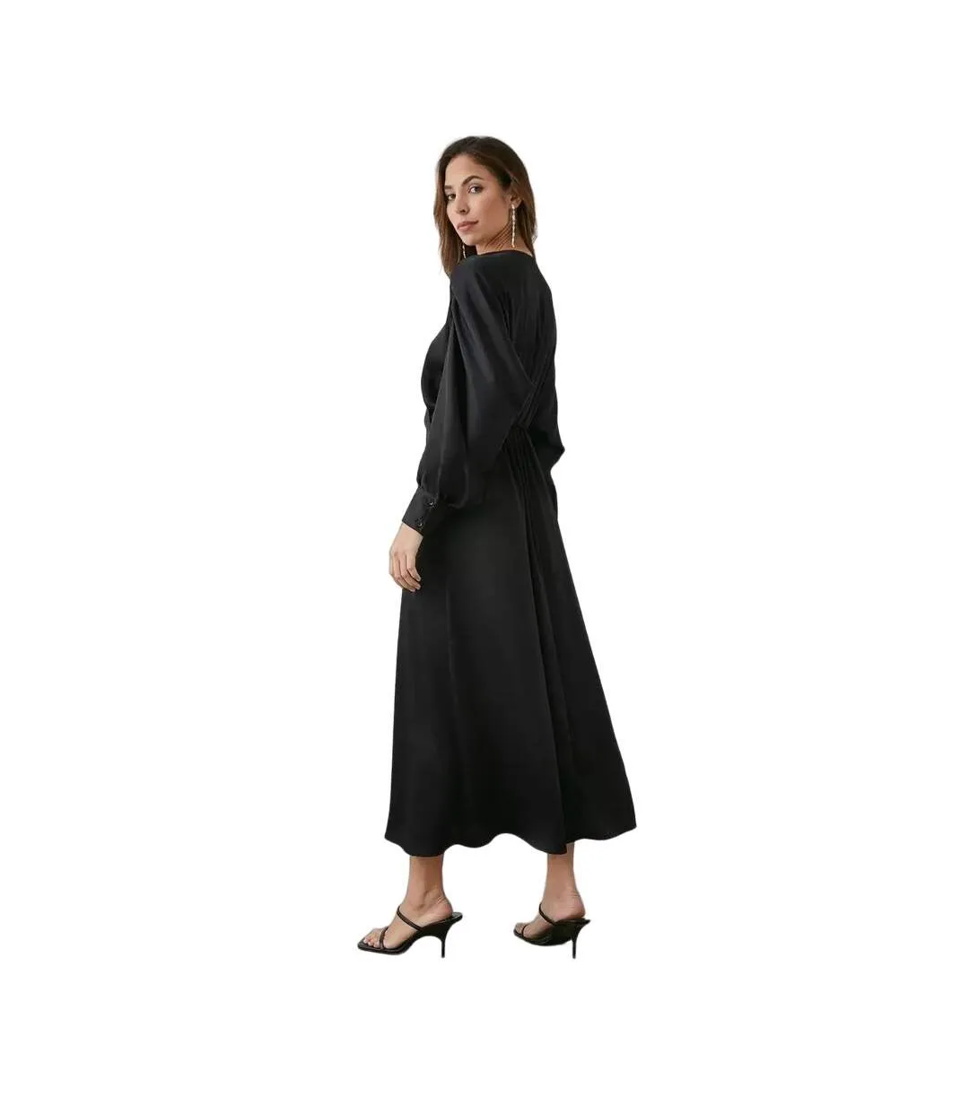 Womens/ladies wrap batwing sleeve midi dress black Principles