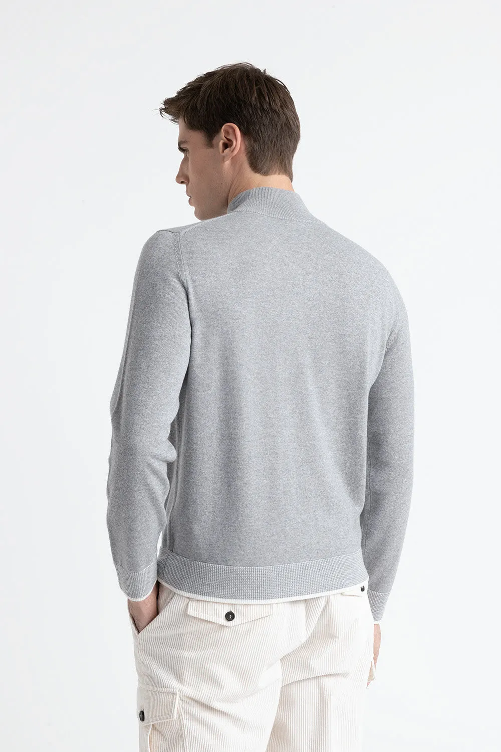 Wool, silk and cashmere high neck sweater