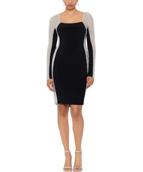 Xscape Womens Beaded Square Neck Cocktail And Party Dress