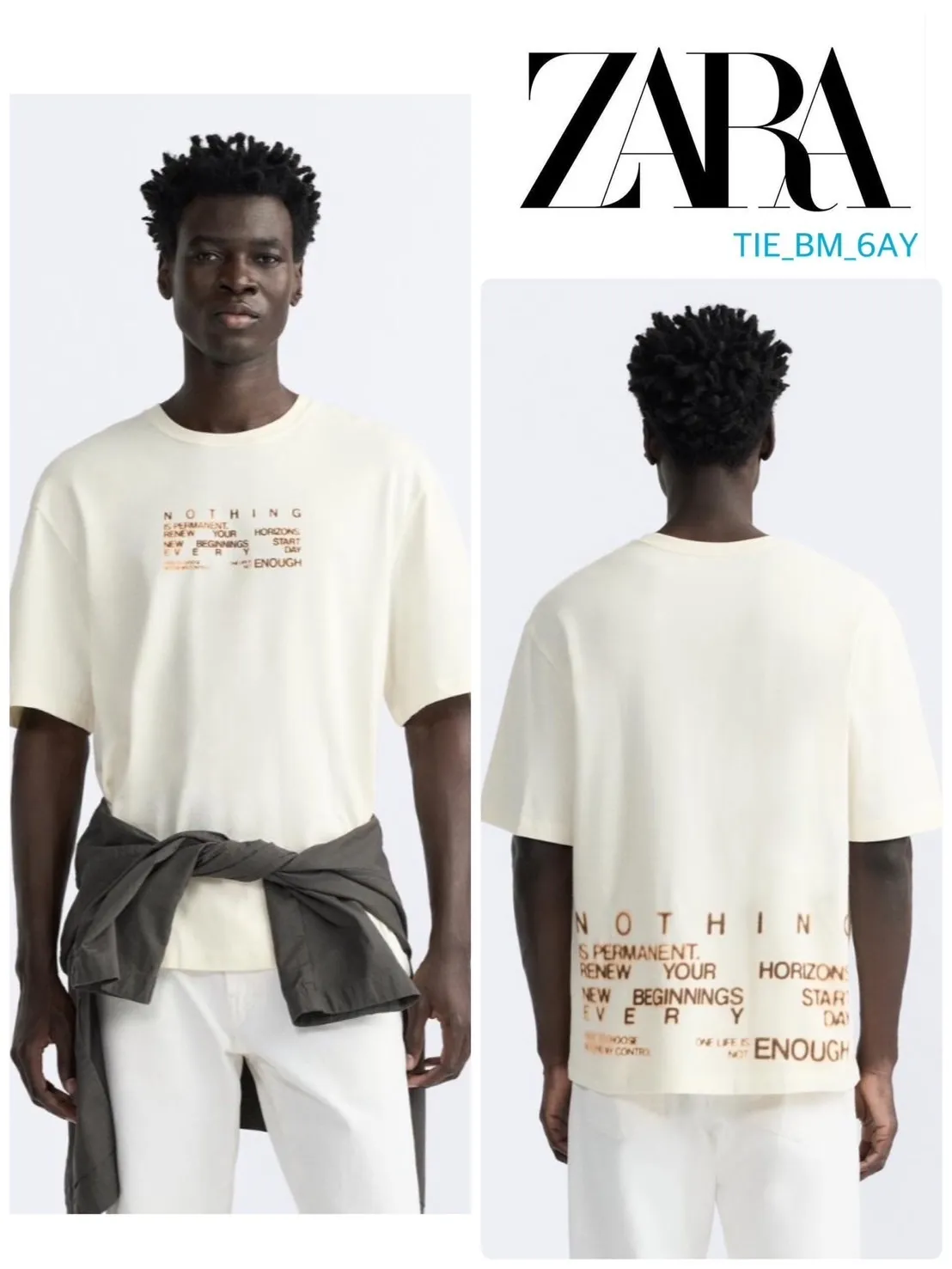 ZARA  |Cotton Short Sleeves T-Shirts